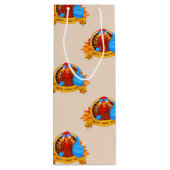 SlipperyJoe's fun cartoon-style Thanksgiving desig Wijn Cadeautas (Achterkant)