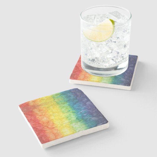 SlipperyJoe's gay pride vlag regenboog kleuren str Stenen Onderzetter (Zijkant)