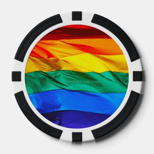SlipperyJoe's gay pride vlag zwaaien trots kleuren Poker Chips (Voorkant)