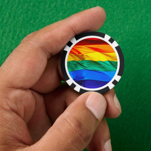 SlipperyJoe's gay pride vlag zwaaien trots kleuren Poker Chips (Hand)