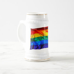 SlipperyJoe's gay pride vlag zwaaiend rood oranje Bierpul