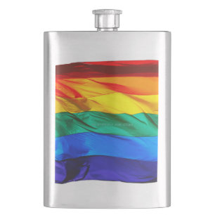 SlipperyJoe's gay pride vlag zwaaiend rood oranje Flacon