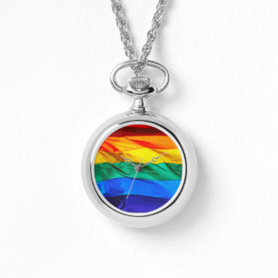 SlipperyJoe's gay pride vlag zwaaiend rood oranje  Horloge