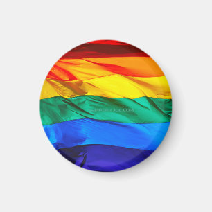 SlipperyJoe's gay pride vlag zwaaiend rood oranje  Magneet