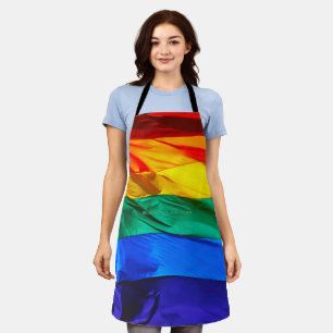 SlipperyJoe's gay pride vlag zwaaiend rood oranje Schort