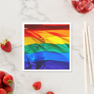 SlipperyJoe's gay pride vlag zwaaiend rood oranje Servet