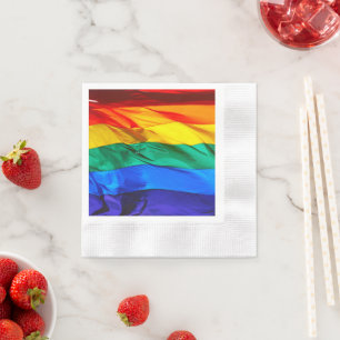 SlipperyJoe's gay pride vlag zwaaiend rood oranje  Servet