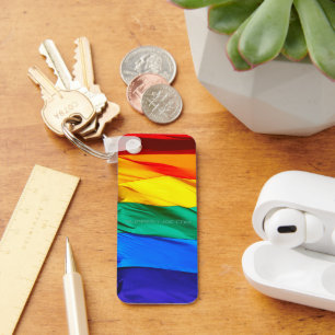 SlipperyJoe's gay pride vlag zwaaiend rood oranje Sleutelhanger