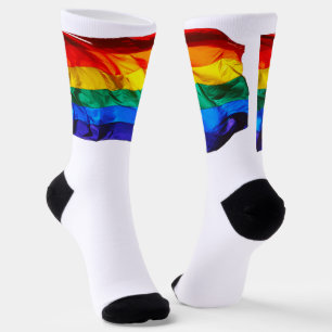 SlipperyJoe's gay pride vlag zwaaiend rood oranje Sokken
