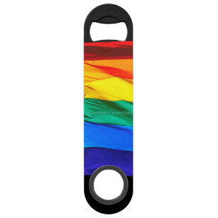 SlipperyJoe's gay pride vlag zwaaiend rood oranje Speed Flessenopener