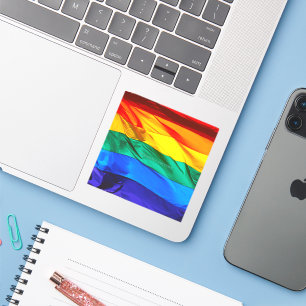 SlipperyJoe's gay pride vlag zwaaiend rood oranje  Sticker