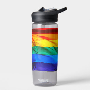 SlipperyJoe's gay pride vlag zwaaiend rood oranje Waterfles