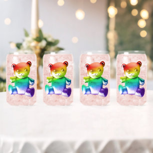 SlipperyJoe's geborsteld metalen teddybeer gladde  Blikvorm Glas