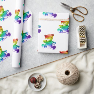 SlipperyJoe's geborsteld metalen teddybeer gladde Cadeaupapier
