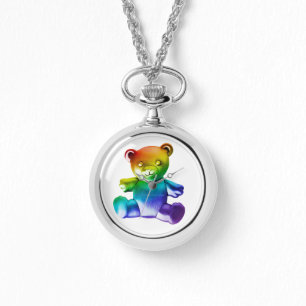 SlipperyJoe's geborsteld metalen teddybeer gladde Horloge