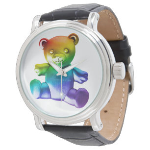 SlipperyJoe's geborsteld metalen teddybeer gladde Horloge