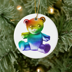 SlipperyJoe's geborsteld metalen teddybeer gladde  Keramisch Ornament
