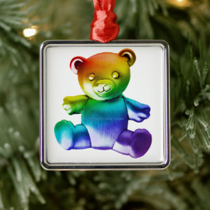 SlipperyJoe's geborsteld metalen teddybeer gladde Ornament