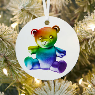 SlipperyJoe's geborsteld metalen teddybeer gladde Ornament