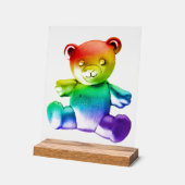SlipperyJoe's geborstelde metalen teddybeer regenb Acryl Bord (Hoek)