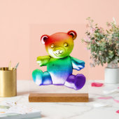 SlipperyJoe's geborstelde metalen teddybeer regenb Acryl Bord (Huwelijk)
