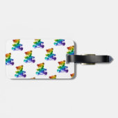 SlipperyJoe's geborstelde metalen teddybeer regenb Bagagelabel (Achterkant horizontaal)