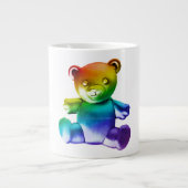 SlipperyJoe's geborstelde metalen teddybeer regenb Grote Koffiekop (Voorkant)