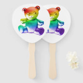 SlipperyJoe's geborstelde metalen teddybeer regenb Handwaaier (Voorkant en achterkant)