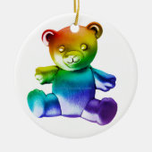 SlipperyJoe's geborstelde metalen teddybeer regenb Keramisch Ornament (Voorkant)