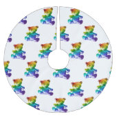 SlipperyJoe's geborstelde metalen teddybeer regenb Kerstboom Rok (Voorkant)