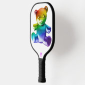 SlipperyJoe's geborstelde metalen teddybeer regenb Pickleball Paddle (Links)