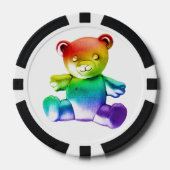 SlipperyJoe's geborstelde metalen teddybeer regenb Poker Chips (Voorkant)