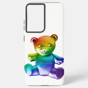 SlipperyJoe's geborstelde metalen teddybeer regenb Samsung Galaxy Hoesje