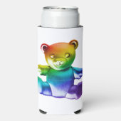 SlipperyJoe's geborstelde metalen teddybeer regenb Seltzer Blikjeskoeler (Seltzer Achterkant)