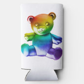 SlipperyJoe's geborstelde metalen teddybeer regenb Seltzer Blikjeskoeler (Achterkant)