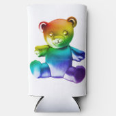 SlipperyJoe's geborstelde metalen teddybeer regenb Seltzer Blikjeskoeler (Voorkant)