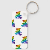 SlipperyJoe's geborstelde metalen teddybeer regenb Sleutelhanger (Achterkant)