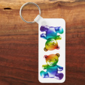 SlipperyJoe's geborstelde metalen teddybeer regenb Sleutelhanger (Voorkant)