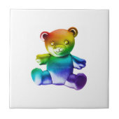 SlipperyJoe's geborstelde metalen teddybeer regenb Tegeltje (Voorkant)