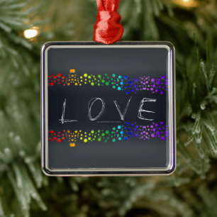 SlipperyJoe's gekrabbelde liefdeswoord regenbooggr Metalen Ornament