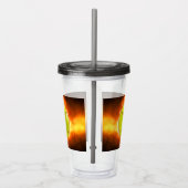 SlipperyJoe's gele softbal vuurbal vlammen rasp Acryl Drinkbeker (Rechts)