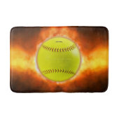 SlipperyJoe's gele softbal vuurbal vlammen rasp Badmat (Voorkant)