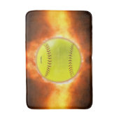 SlipperyJoe's gele softbal vuurbal vlammen rasp Badmat (Voorkant Verticaal)