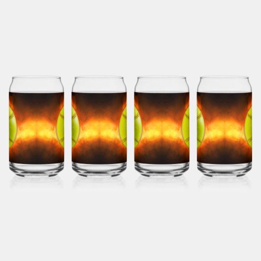 SlipperyJoe's gele softbal vuurbal vlammen rasp Blikvorm Glas (Rechts)