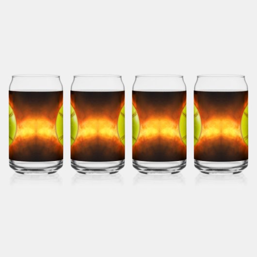 SlipperyJoe's gele softbal vuurbal vlammen rasp Blikvorm Glas (Links)