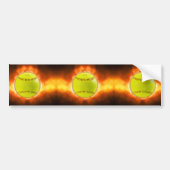 SlipperyJoe's gele softbal vuurbal vlammen rasp Bumpersticker (Voorkant)