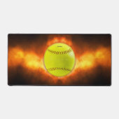SlipperyJoe's gele softbal vuurbal vlammen rasp Bureaumat (Voorkant)