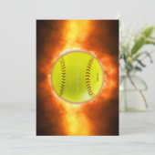 SlipperyJoe's gele softbal vuurbal vlammen rasp Feestdagenkaart (Staand voorkant)