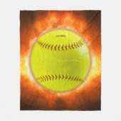 SlipperyJoe's gele softbal vuurbal vlammen rasp Fleece Deken (Voorkant)