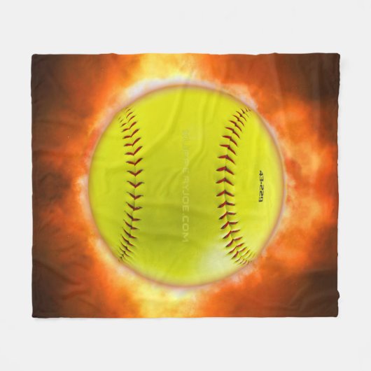 SlipperyJoe's gele softbal vuurbal vlammen rasp Fleece Deken (Voorkant (Horizontaal))